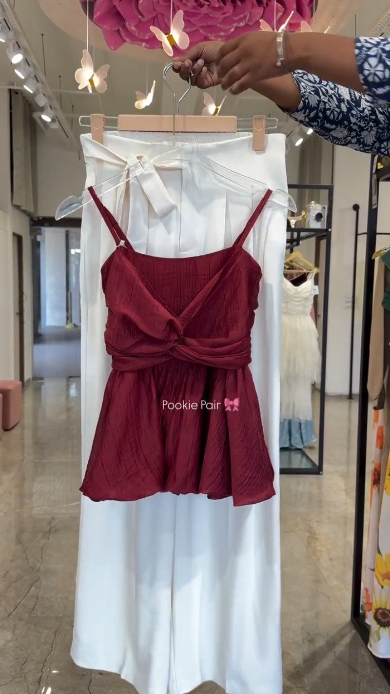 Twist & Twirl Peplum Co-ord Set – Available in Dusty Pink, Deep Burgundy, Pristine White, Sage Green & Midnight Black - Image 2