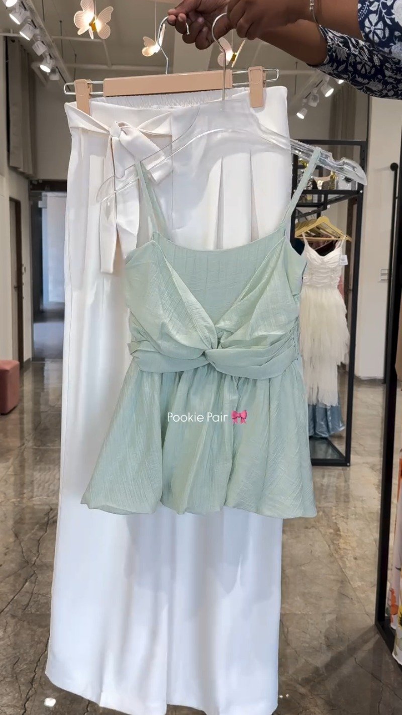 Twist & Twirl Peplum Co-ord Set – Available in Dusty Pink, Deep Burgundy, Pristine White, Sage Green & Midnight Black - Image 4
