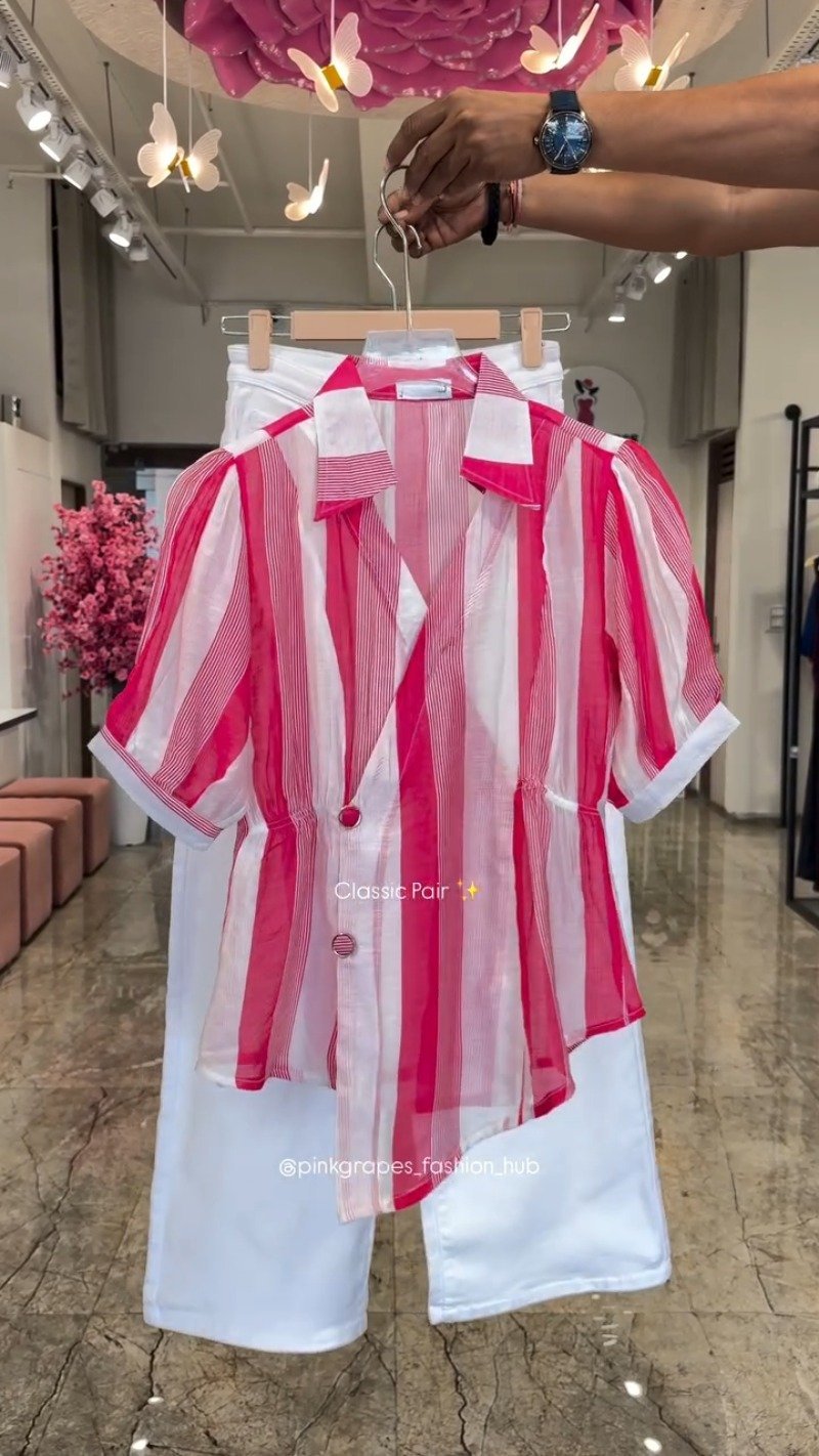 Versatile Striped Collared Shirt & Trousers Co-ord Set – Available in Fuchsia, Sunshine Yellow & Royal Blue