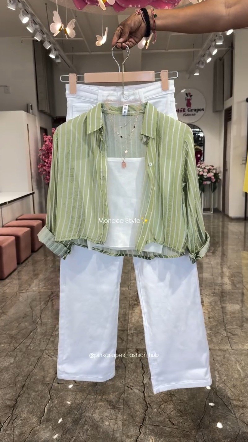 Monaco Breeze Striped Shirt and Trouser Co-ord Set – Available in Pink, Blue, Orange & Olive - Image 5