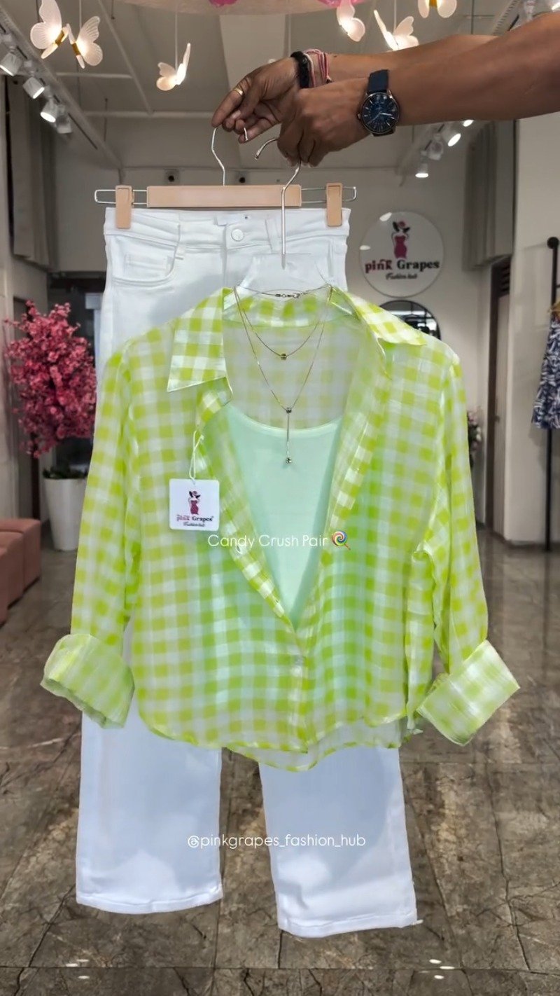 Candy Crush Gingham Co-ord Set – Available in Lime, Pink, Sky Blue, and Lemon Yellow
