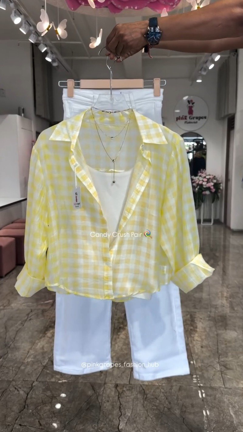Candy Crush Gingham Co-ord Set – Available in Lime, Pink, Sky Blue, and Lemon Yellow - Image 5