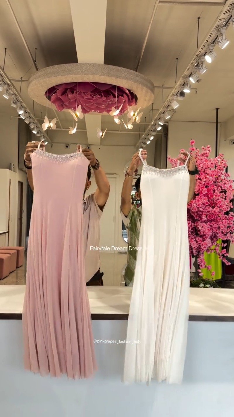 Ethereal Pleated Flare Embellished Gown – Available in Crimson, Dusty Rose, Ivory, Jet Black & Powder Blue - Image 3