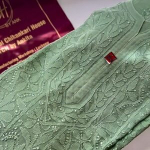 Sage Green Floral Chikankari Kurta & Palazzo Set – Exquisite Handcrafted Elegance