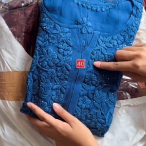 Exquisite Lucknowi Chikankari Embellished Kurta Set – Available in Royal Blue & Deep Maroon