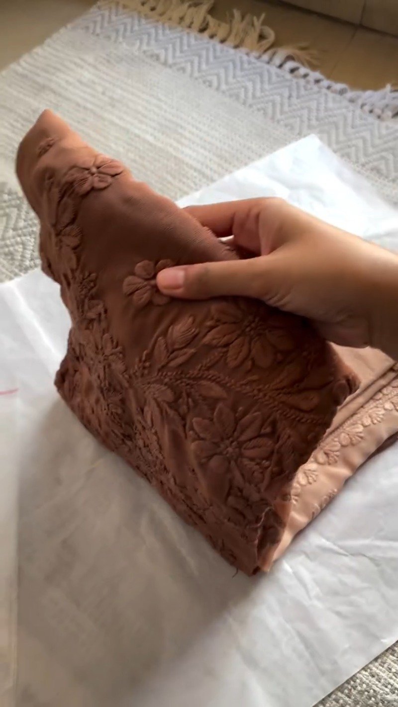 Exquisite Floral Threadwork Chikankari Kurta Set – Available in Dusty Rose, Mocha Brown & Sky Blue