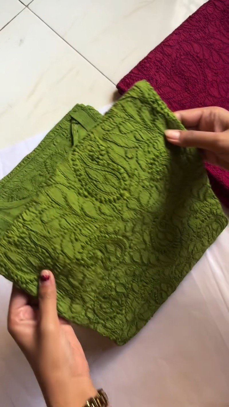 Exquisite Lucknowi Chikankari Embroidered Kurta – Available in Teal, Olive Green, Crimson Red & Dusty Rose - Image 2
