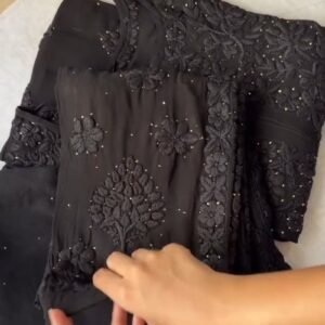 Midnight Obsidian Chikankari Kurta Set