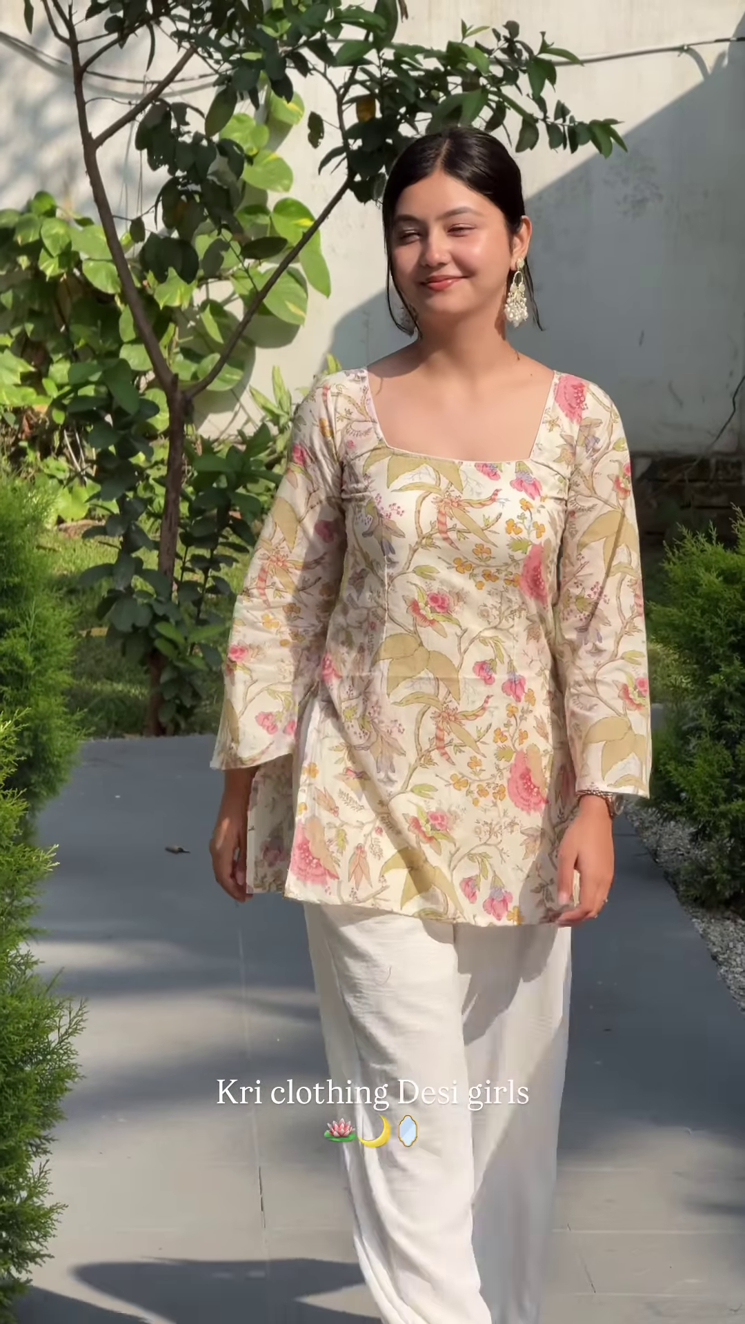 Blush Blossom: Floral Kurti with Palazzo & Dupatta Set - Image 4