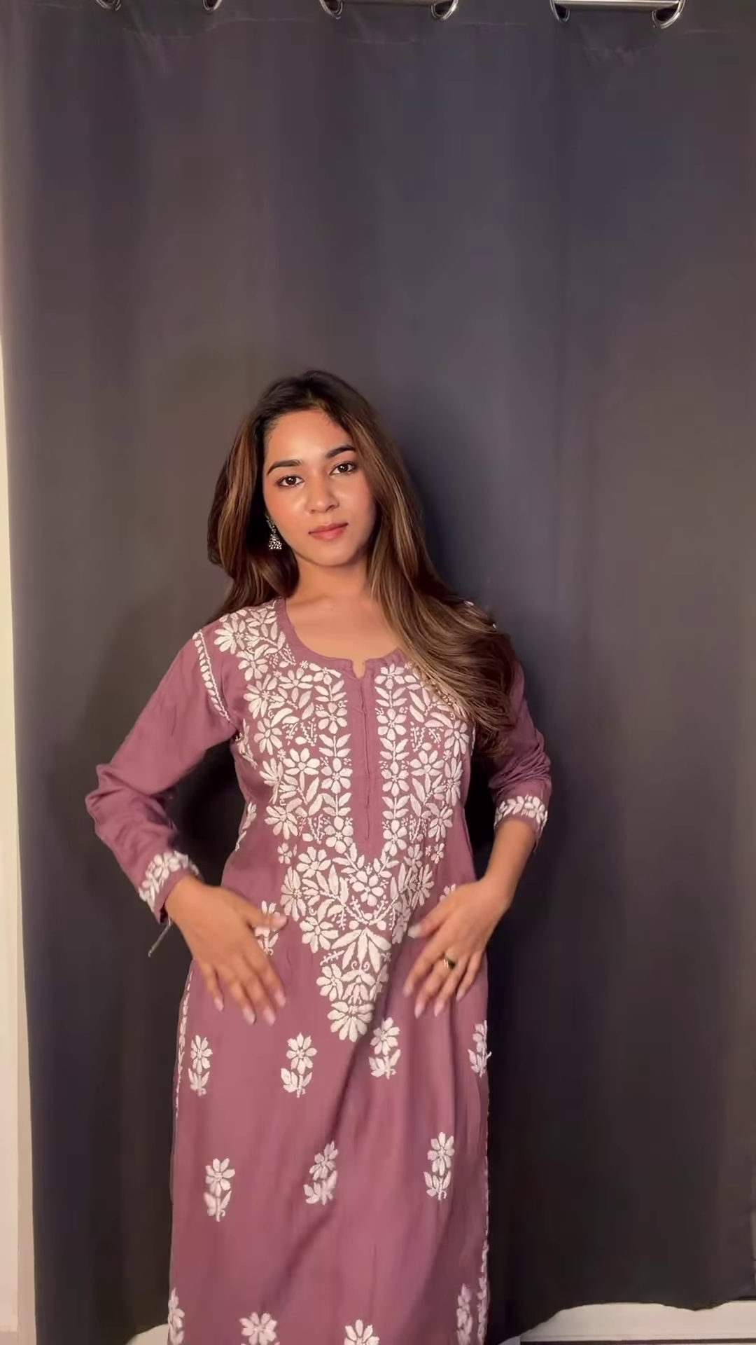 Onyx & Ivory: Monochrome Floral Chikankari Kurti - Image 3