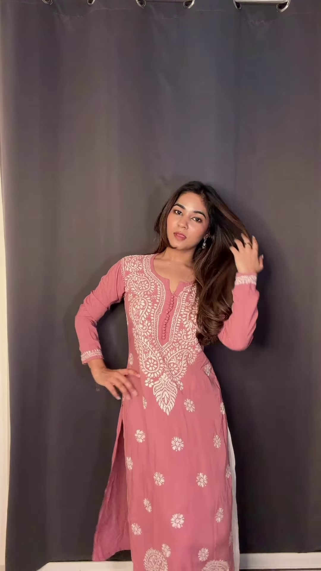 Onyx & Ivory: Monochrome Floral Chikankari Kurti - Image 5