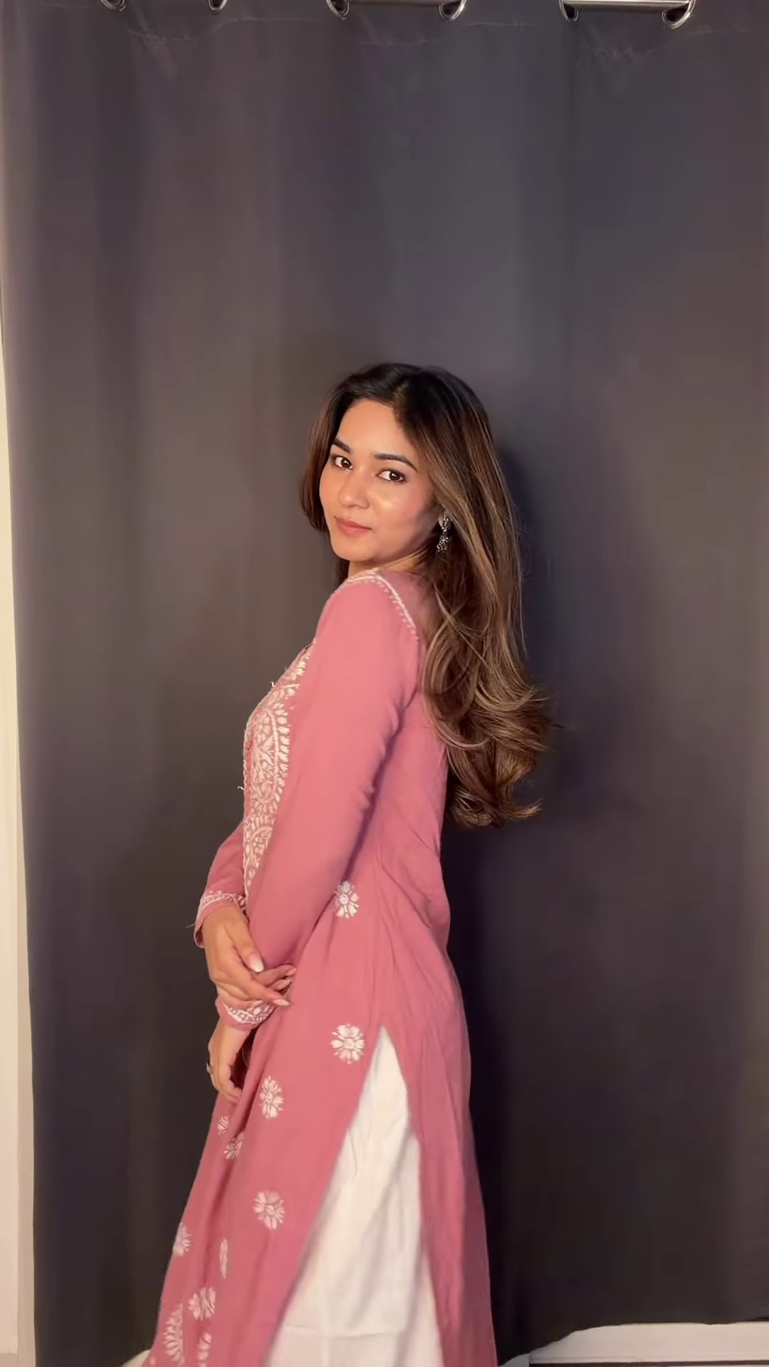 Onyx & Ivory: Monochrome Floral Chikankari Kurti - Image 6