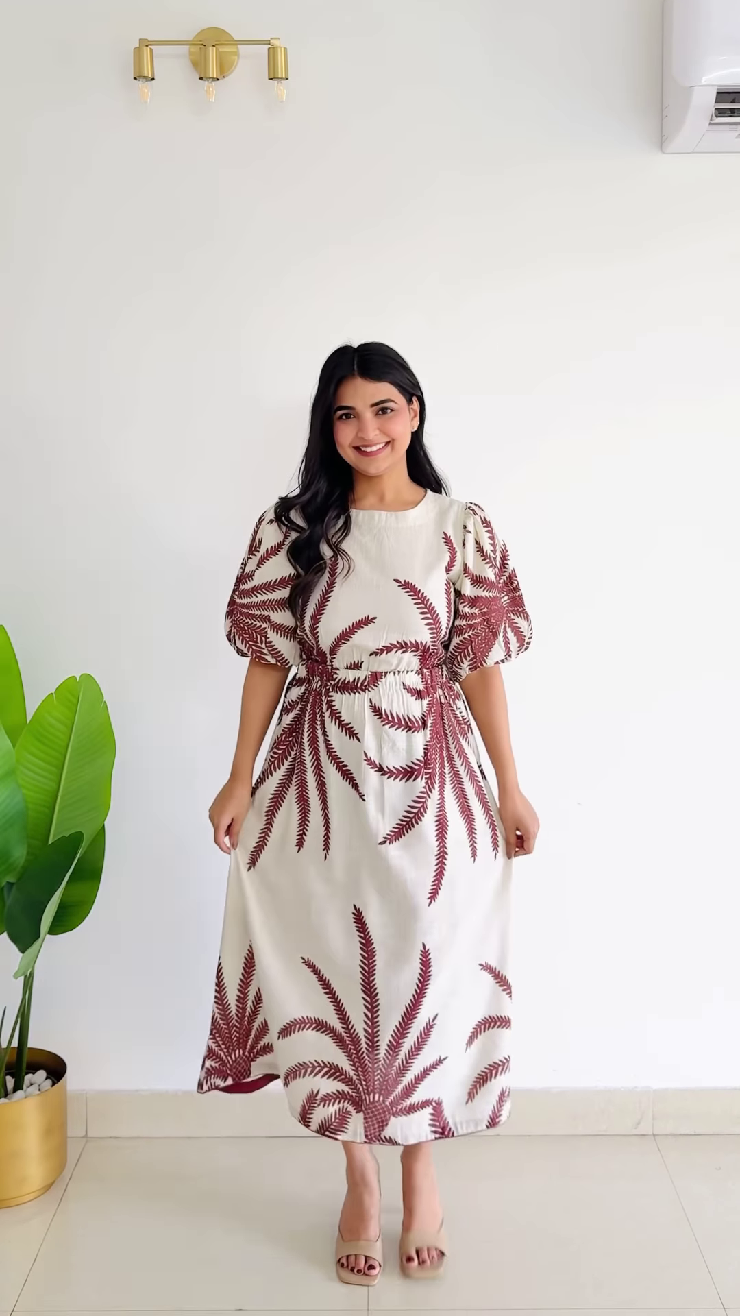 Vanilla Meadow: Wrap-Style Botanical Midi Dress - Image 3