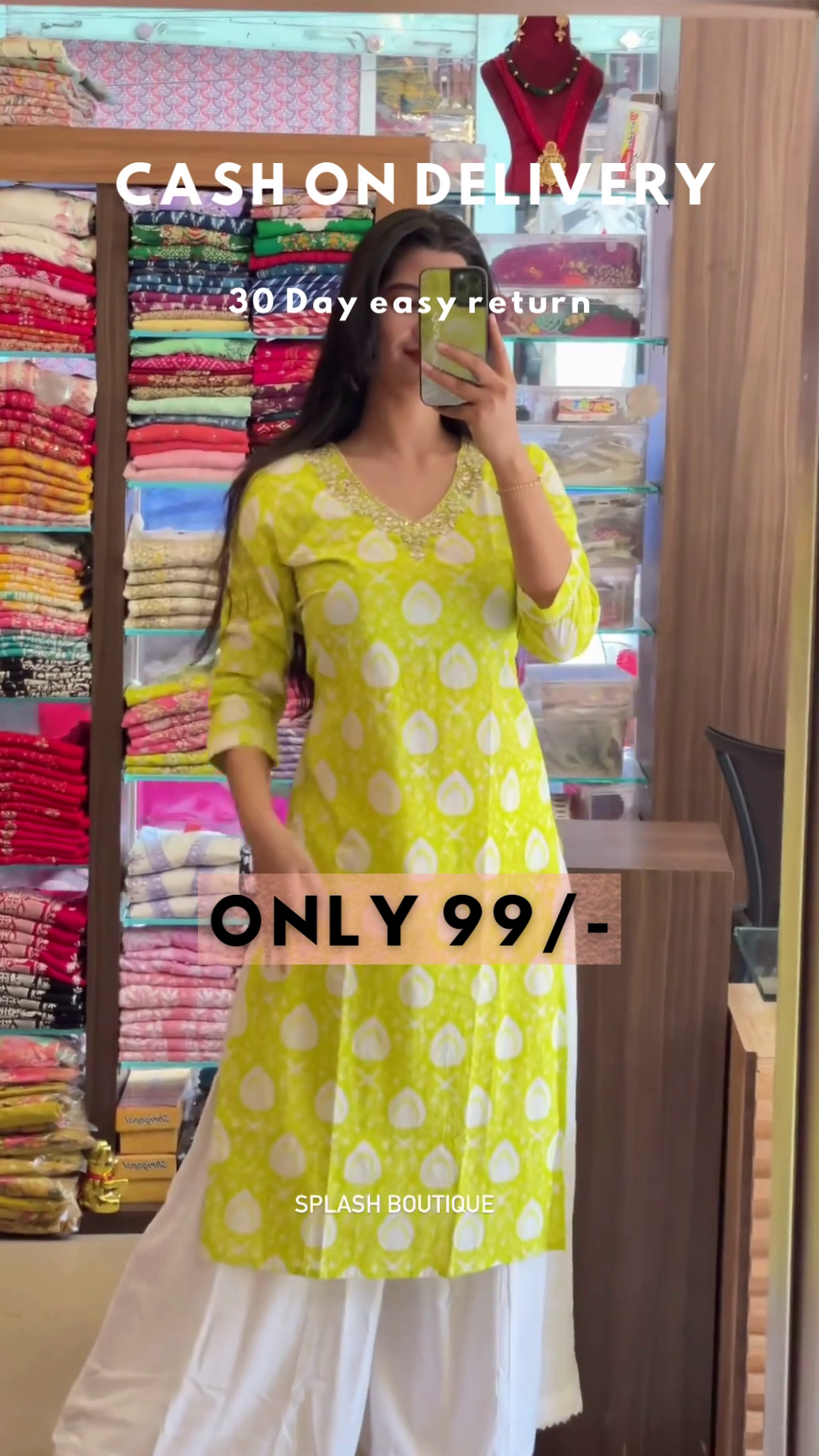 Citrus Bloom: Embroidered Lime Green Kurti & Palazzo Set