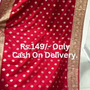Crimson Heritage: Woven Banarasi Silk Festive Saree