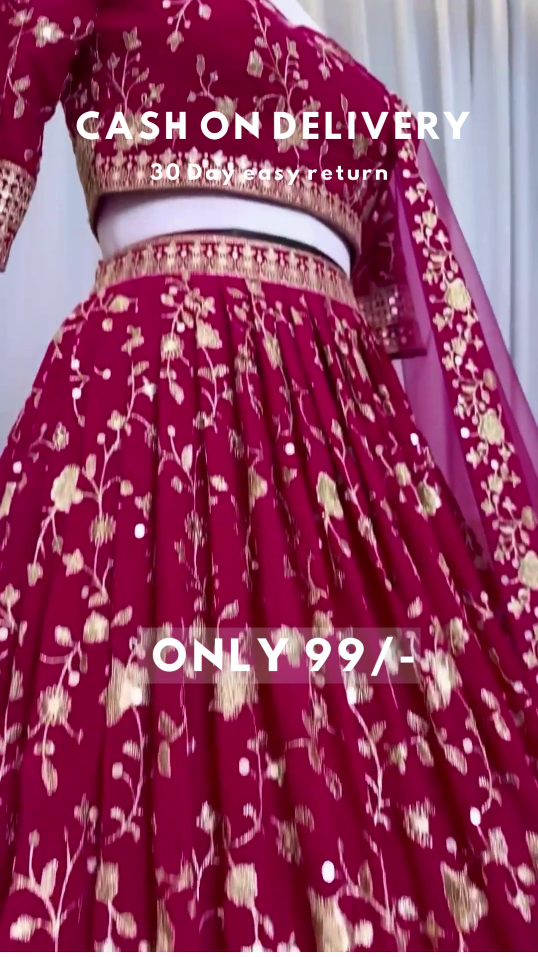 Wine Royalty: Intricately Embroidered Floral Lehenga Choli Set - Image 2