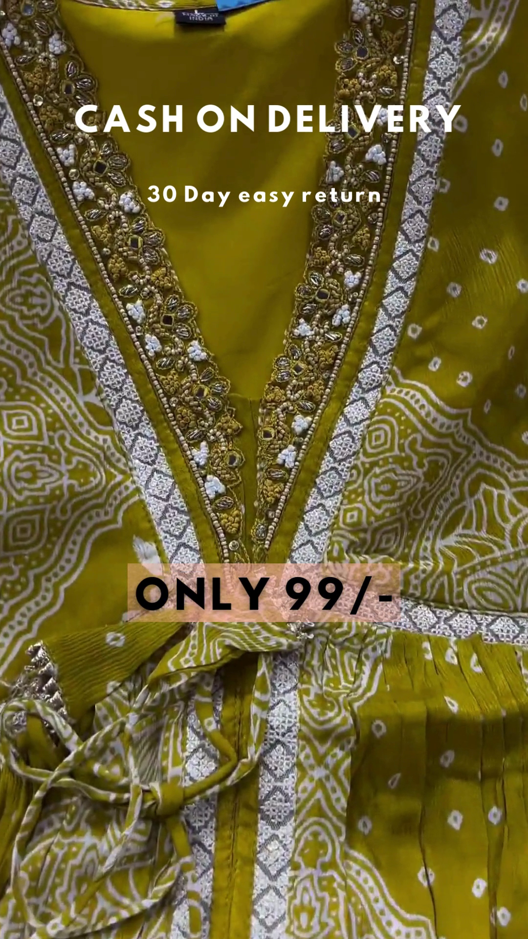 Olive Bloom: Angrakha-Style Printed Anarkali Kurta & Trouser Set - Image 2