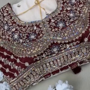 Regal Maroon & White Sequined Embroidered Saree Set – Available in Maroon & White
