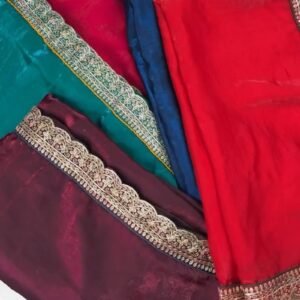 Royal Velvet Embroidered Blouse and Shimmer Saree Ensemble – Available in Wine, Midnight Blue, Emerald Green, Mustard Yellow & Red