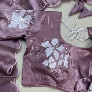 Mauve Lustre Sequin-Embroidered Saree Set – Shimmering Elegance