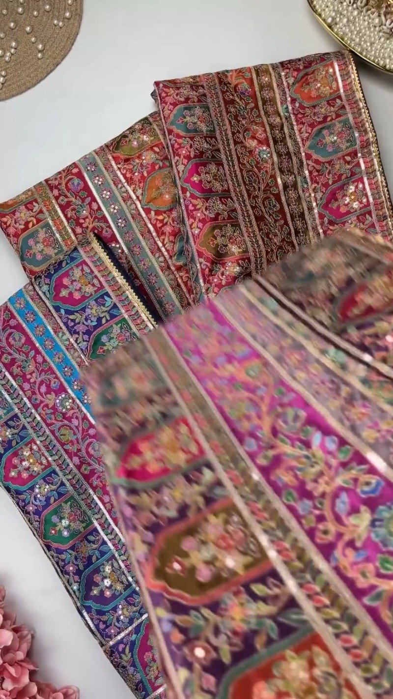 Opulent Patchwork Silk Brocade Ethnic Co-ord Set – Available in Royal Violet & Crimson Ruby - Image 2