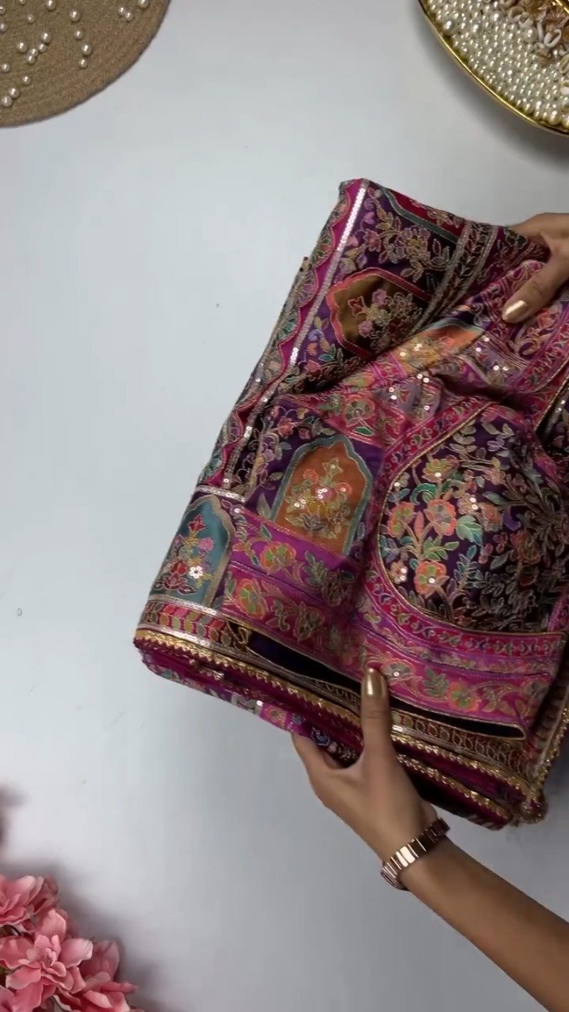 Opulent Patchwork Silk Brocade Ethnic Co-ord Set – Available in Royal Violet & Crimson Ruby - Image 3