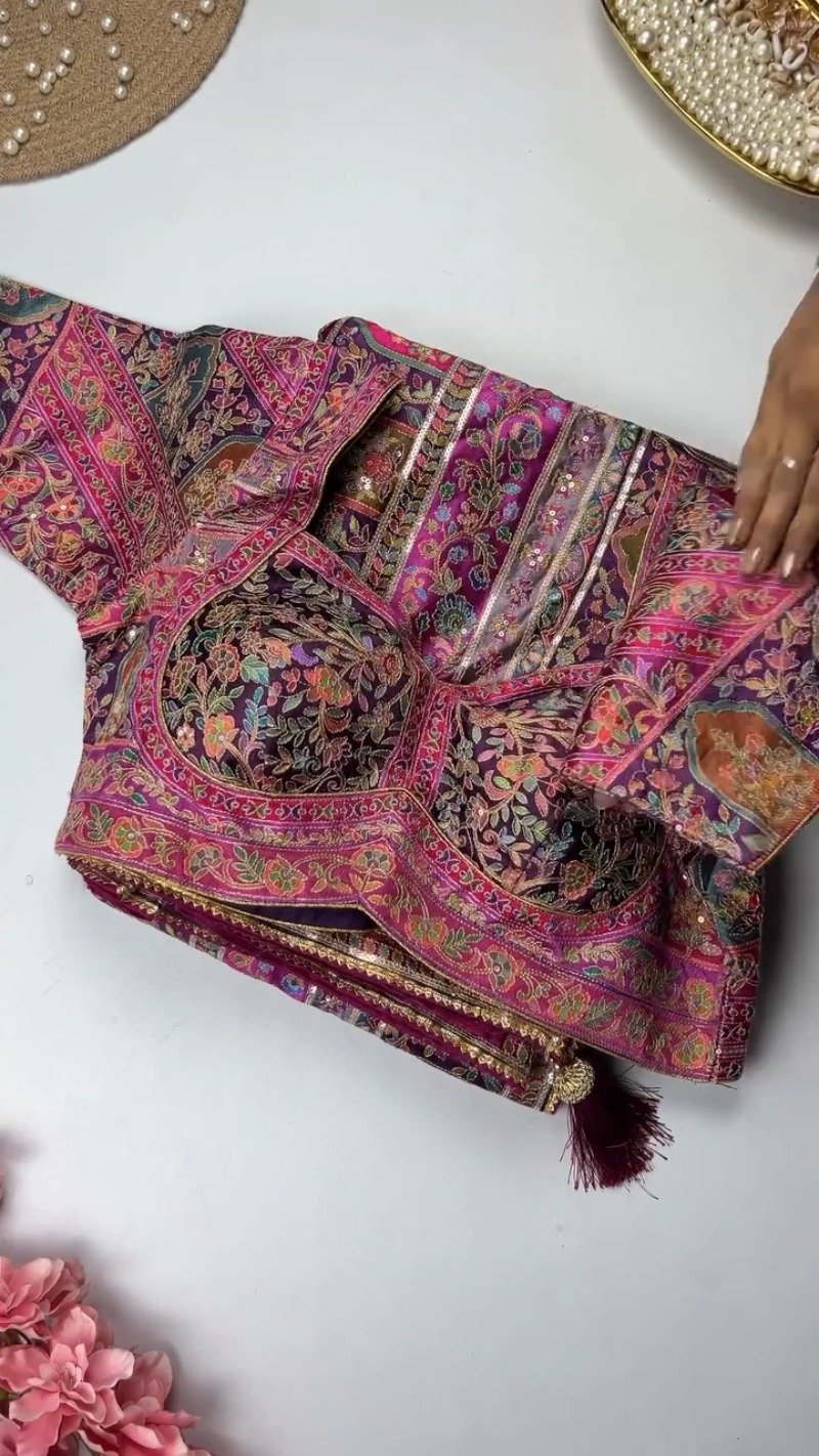 Opulent Patchwork Silk Brocade Ethnic Co-ord Set – Available in Royal Violet & Crimson Ruby - Image 4