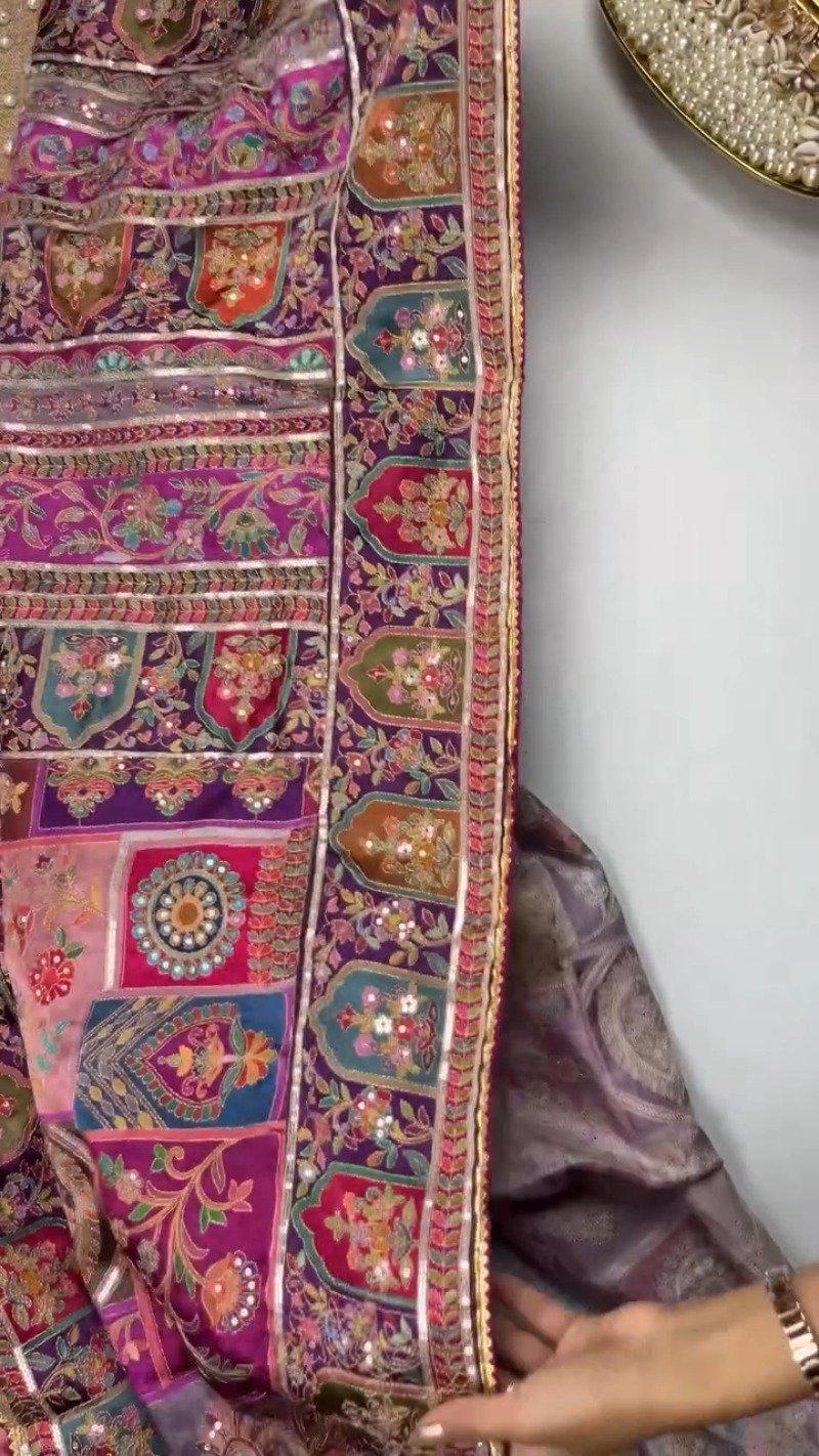 Opulent Patchwork Silk Brocade Ethnic Co-ord Set – Available in Royal Violet & Crimson Ruby - Image 5