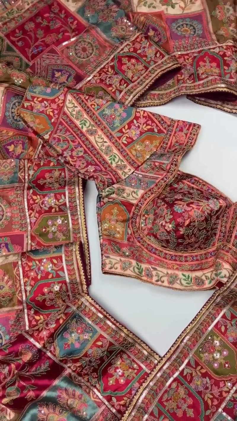 Opulent Patchwork Silk Brocade Ethnic Co-ord Set – Available in Royal Violet & Crimson Ruby - Image 8