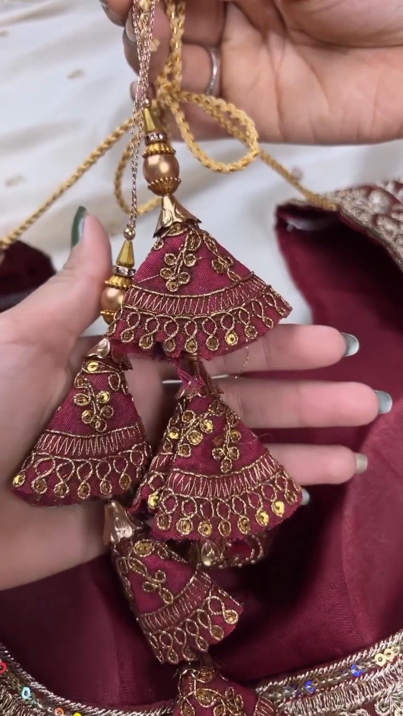 Midnight Maroon & Ivory Royal Embroidered Saree Set – Available in Maroon & Ivory - Image 6