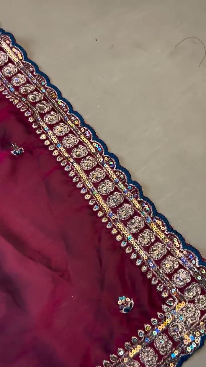 Opulent Velvet & Silk Blend Designer Lehenga Set – Available in Midnight Blue & Royal Wine - Image 5