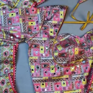 Vibrant Rajasthani Bandhani Inspired Mirror-Work Blouse and Lehenga Set
