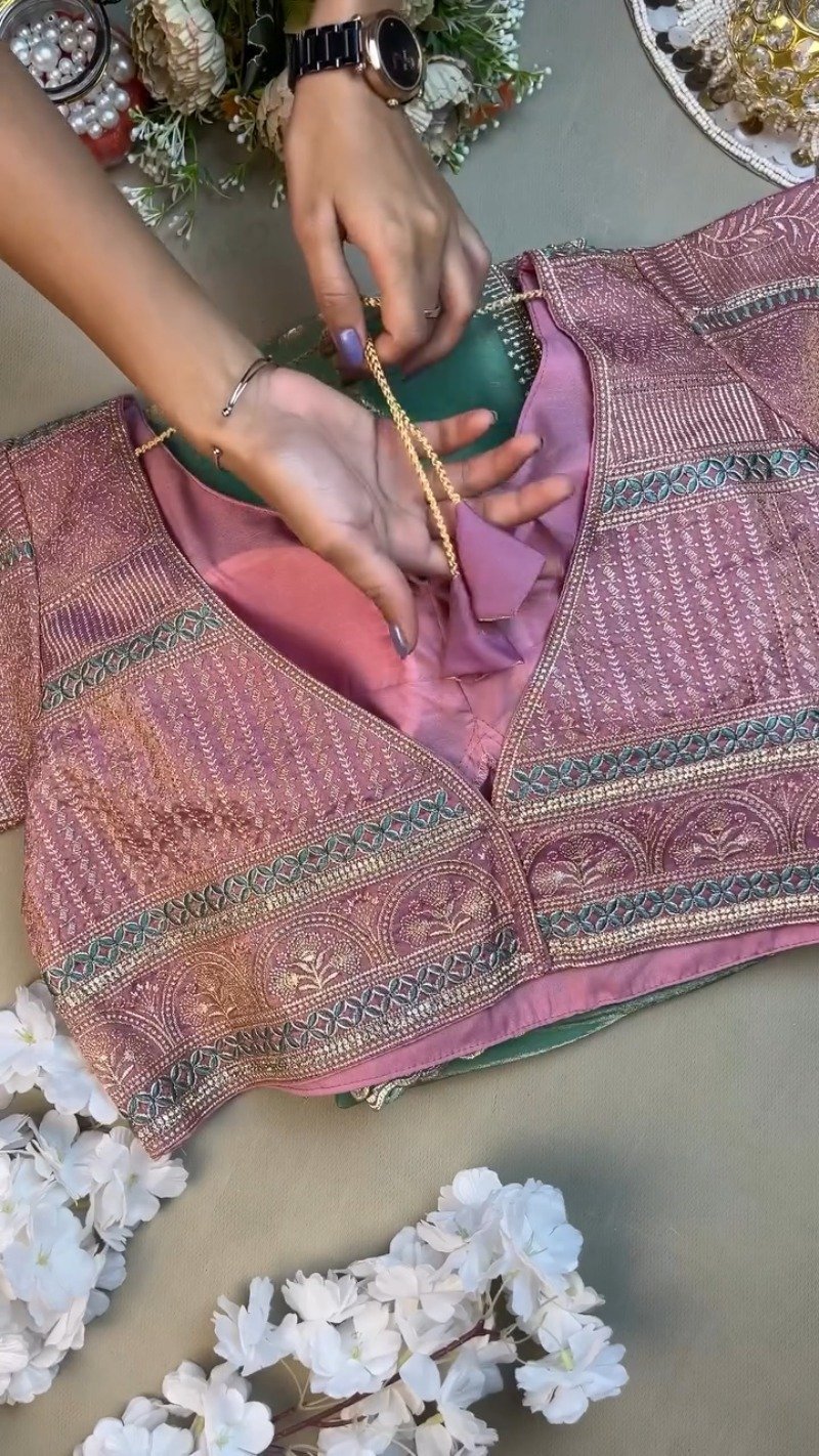 Enchanting Lavender & Mint Embroidered Ethnic Ensemble – Available in Lavender & Mint - Image 5