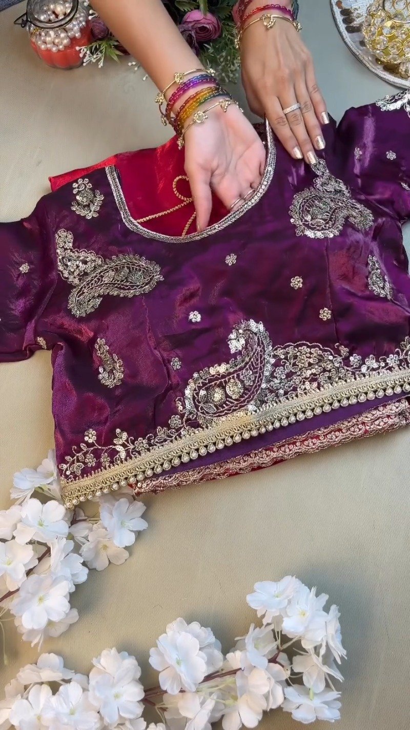 Royal Purple & Berry Pink Artisan Embroidered Saree Ensemble – Available in Purple & Pink