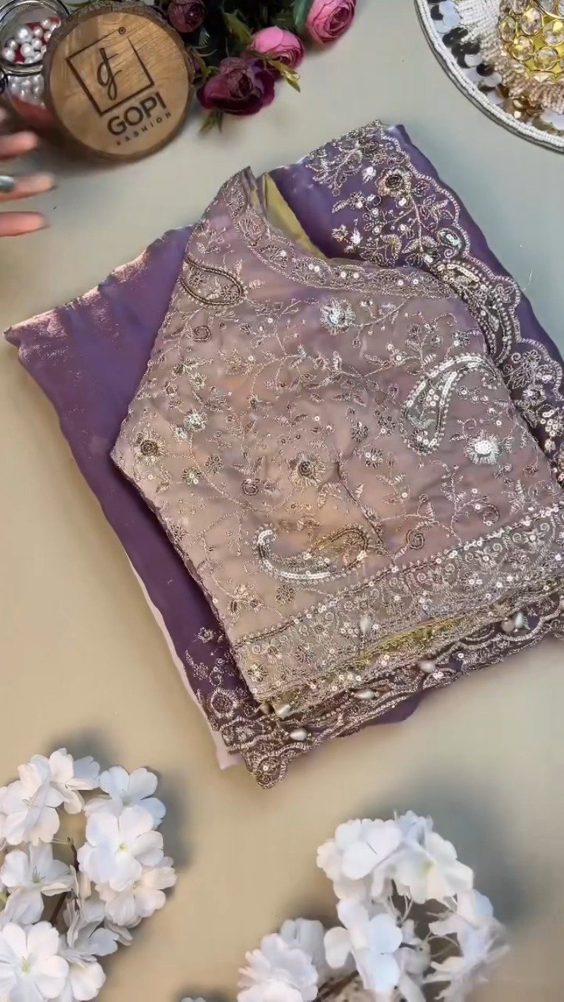 Enchanting Lilac Sequin-Embroidered Lehenga Set – Available in Lilac & Soft Ivory - Image 2