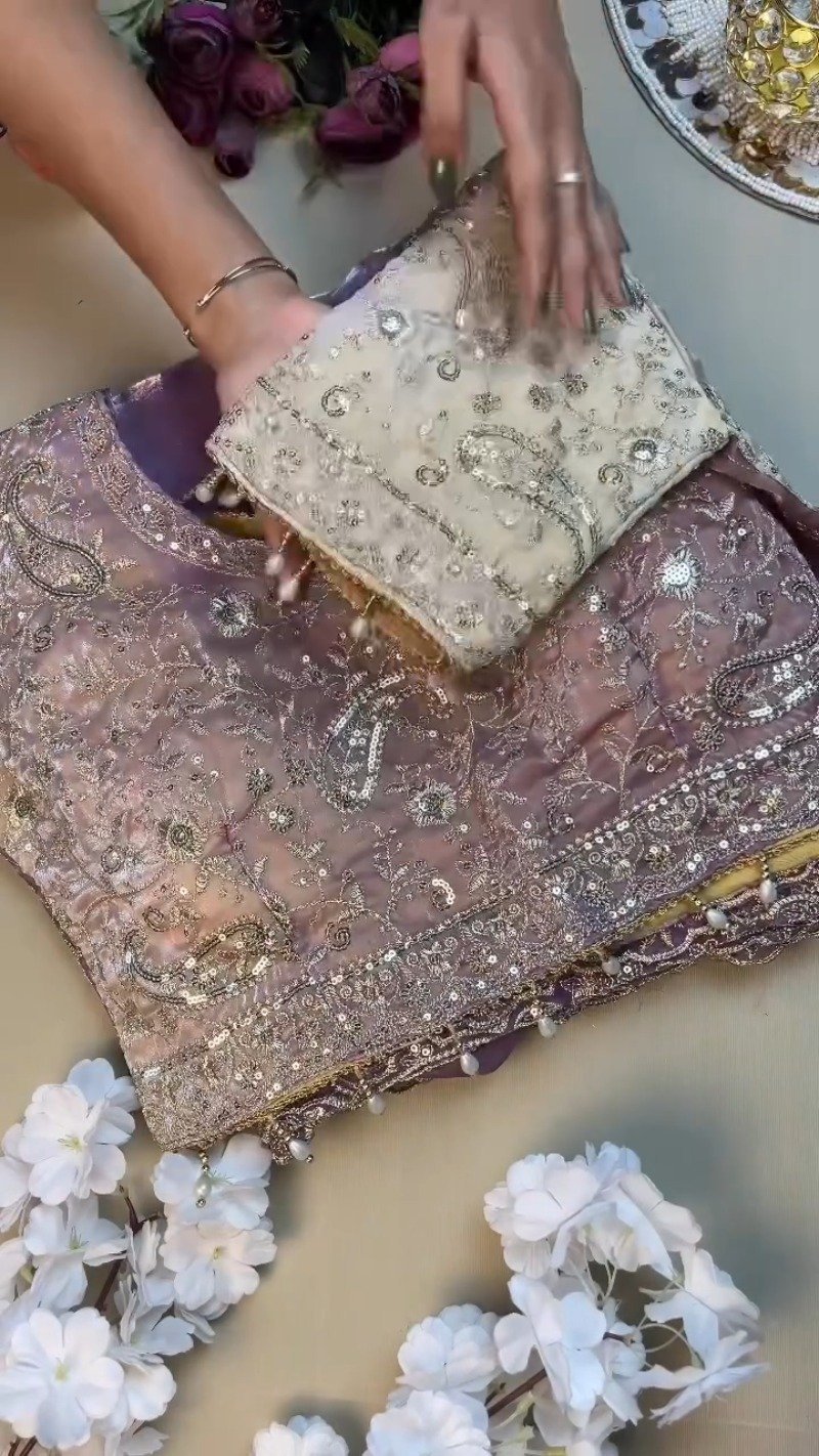 Enchanting Lilac Sequin-Embroidered Lehenga Set – Available in Lilac & Soft Ivory - Image 3