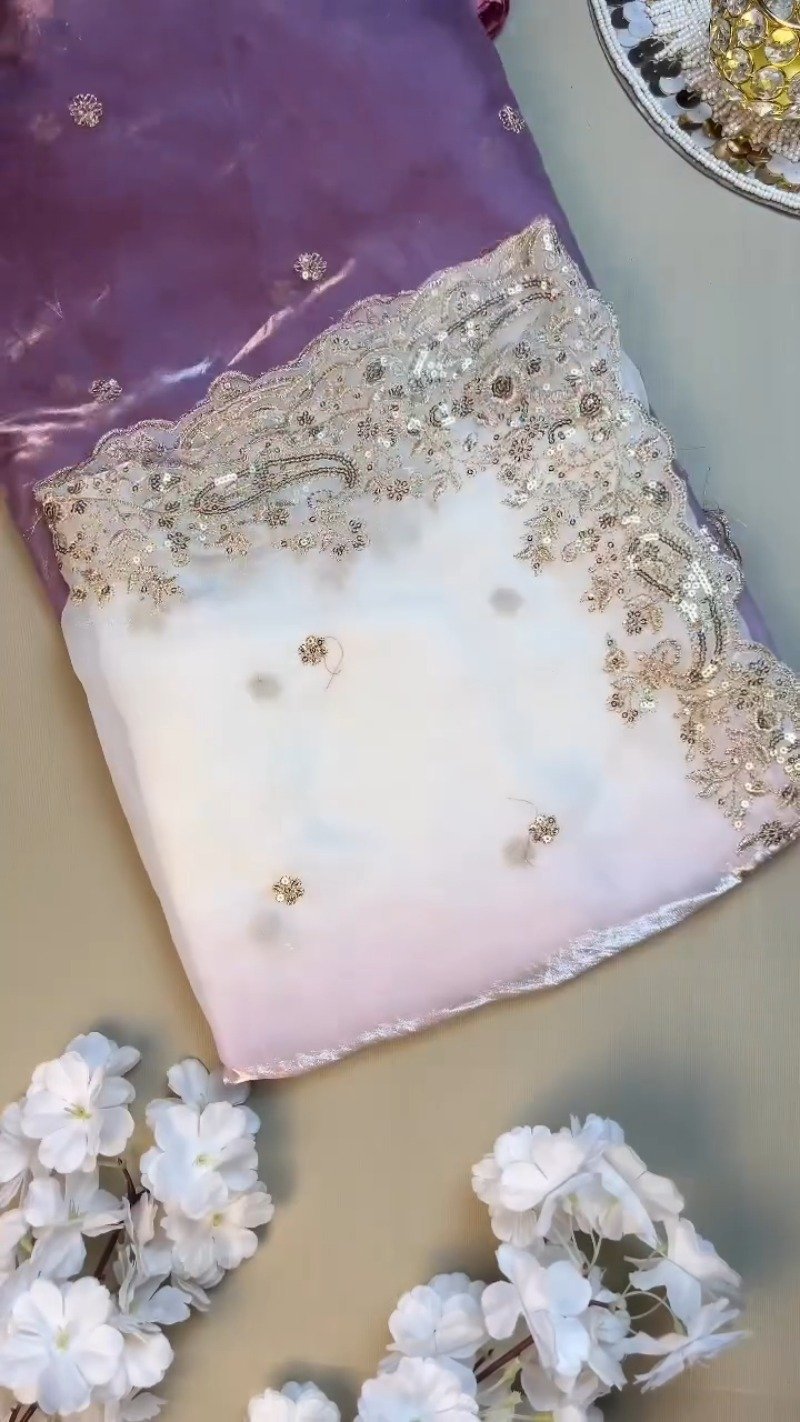 Enchanting Lilac Sequin-Embroidered Lehenga Set – Available in Lilac & Soft Ivory - Image 4