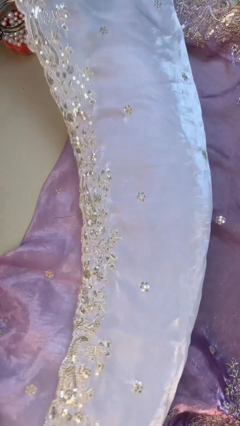 Enchanting Lilac Sequin-Embroidered Lehenga Set – Available in Lilac & Soft Ivory - Image 5