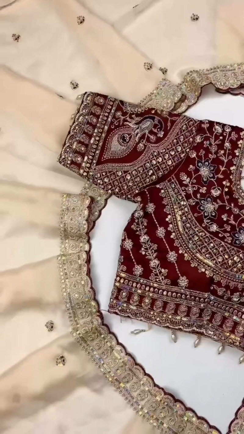 Opulent Velvet & Organza Embroidered Saree Set – Available in Majestic Plum & Royal Burgundy