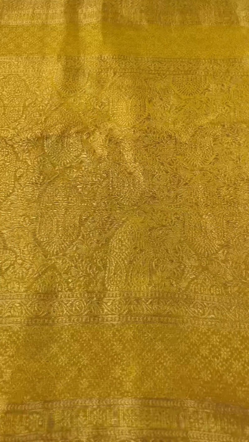 Opulent Hand-Embellished Silk Saree with Contrast Designer Blouse – Available in Mustard & Pink - Image 3