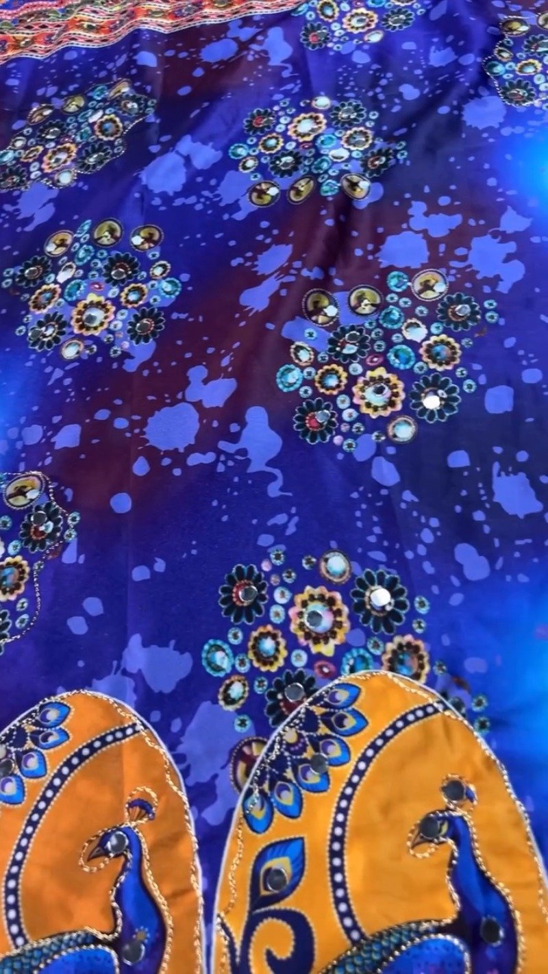 Vibrant Peacock Motif Printed Lehenga Choli Set with Mirror Work – Available in Vibrant Multicolour & Royal Blue - Image 7