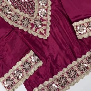 Royal Maroon Mirror-Work Kurta Set with Designer Dupatta