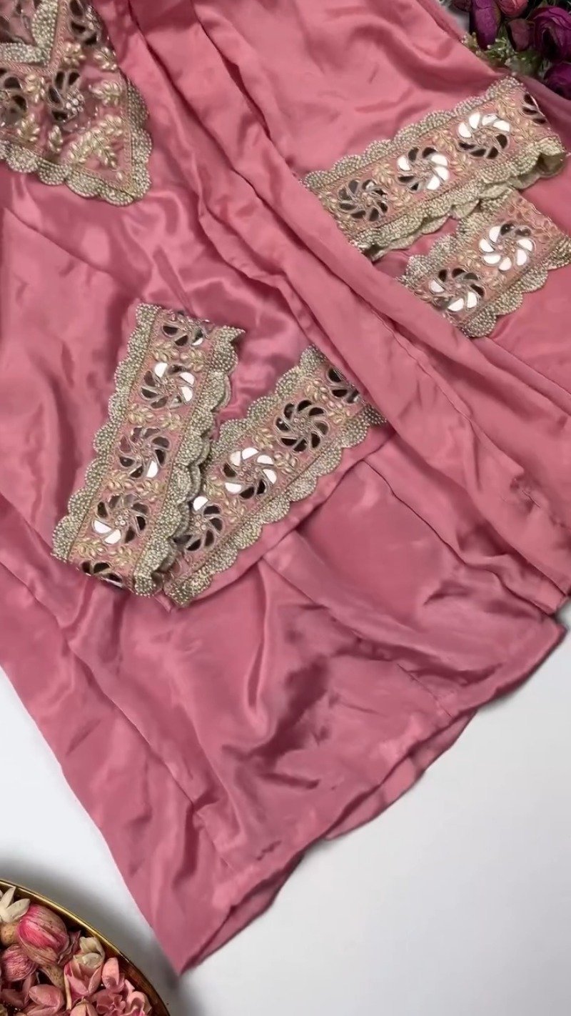 Royal Maroon Mirror-Work Kurta Set with Designer Dupatta - Image 7