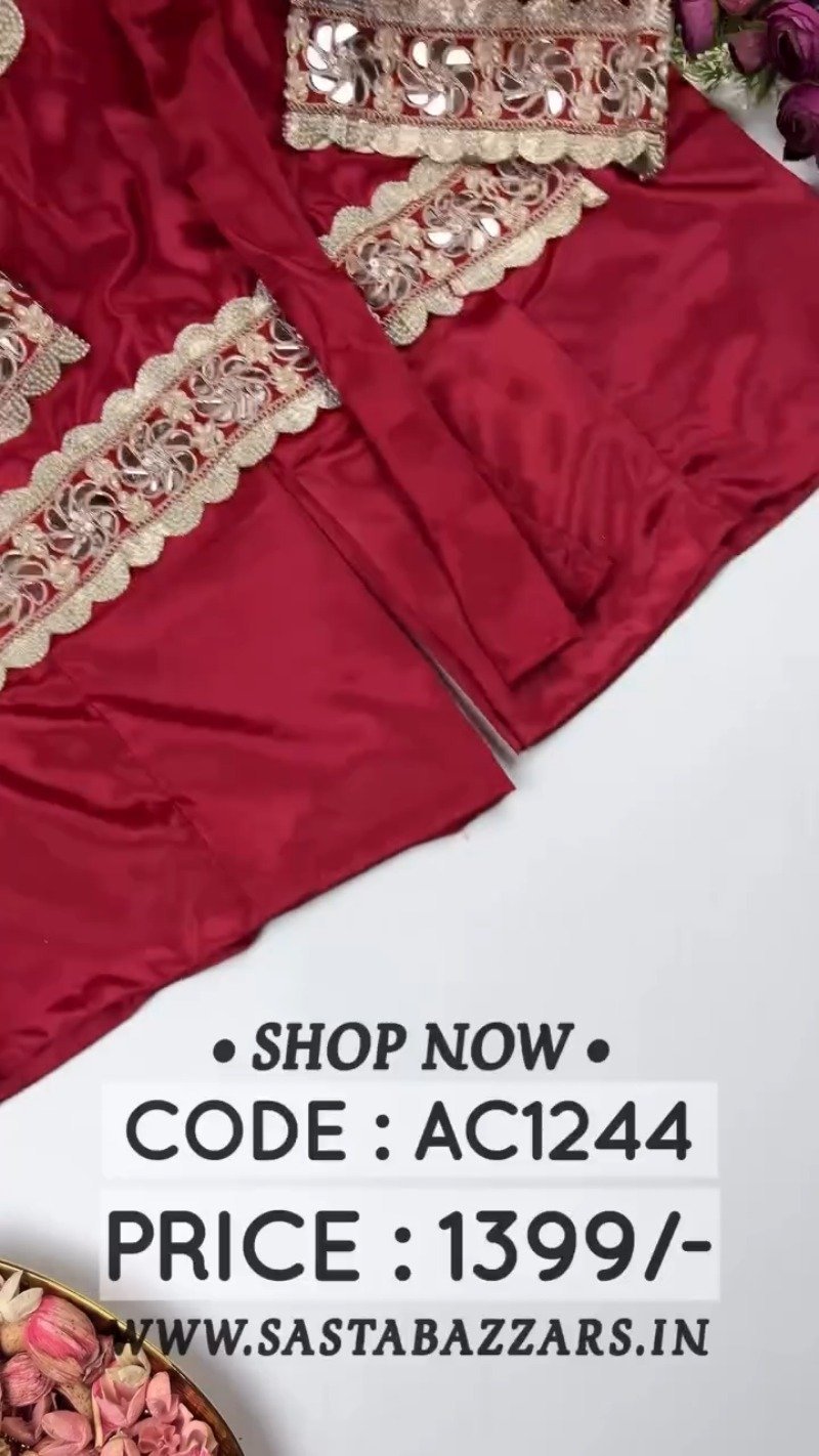 Royal Maroon Mirror-Work Kurta Set with Designer Dupatta - Image 8