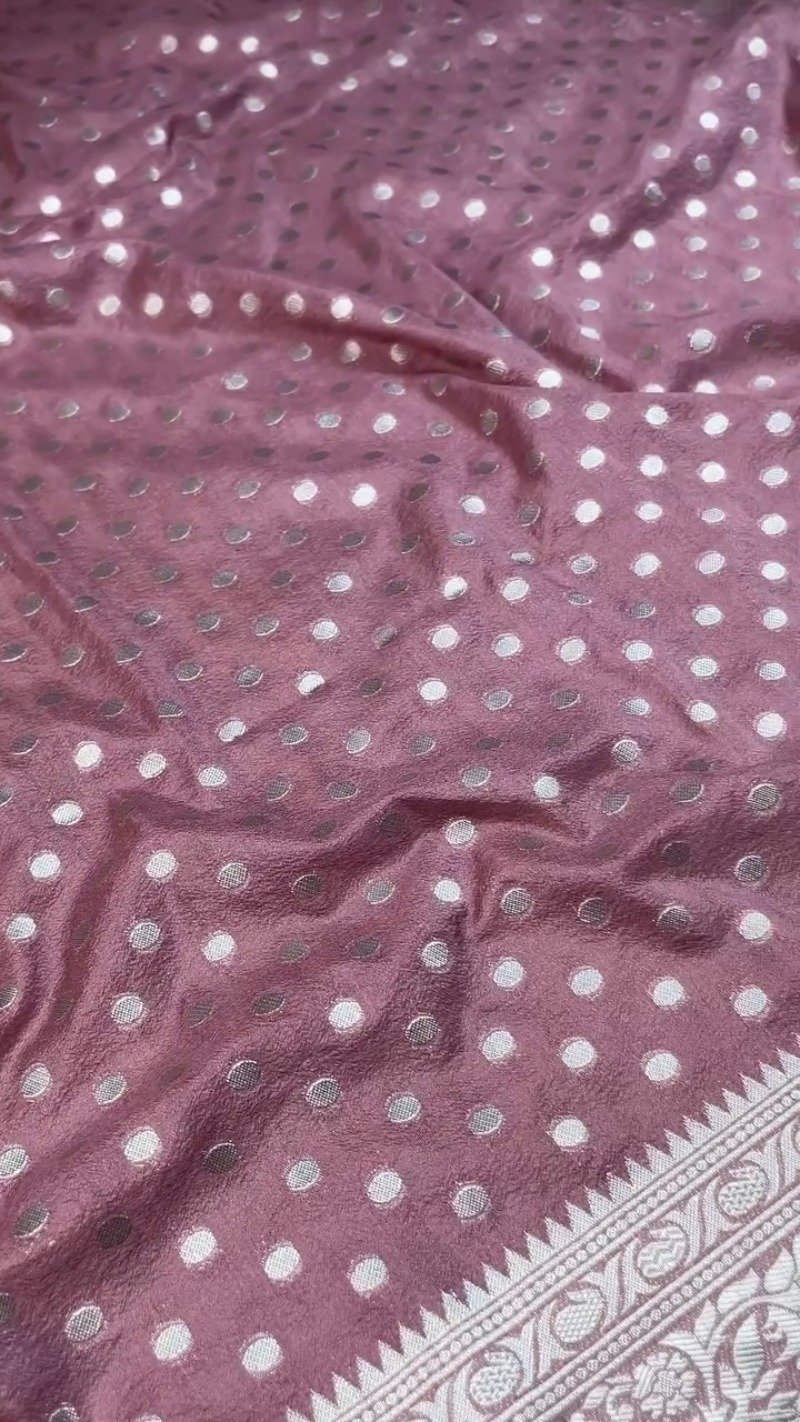 Regal Plum Zari-Woven Banarasi Saree with Hand-Embroidered Sequin Blouse - Image 6