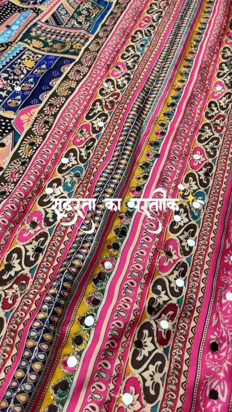 Vibrant Kaleidoscope Mirror Work Kurta Set – Available in Multicolour & Artistic Abstract - Image 5