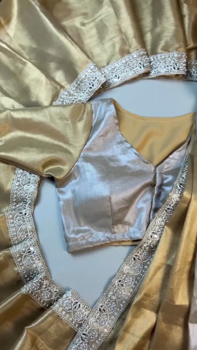 Opulent Gilded Silk & Metallic Shimmer Ethnic Ensemble – Available in Gold & Silver-Gold