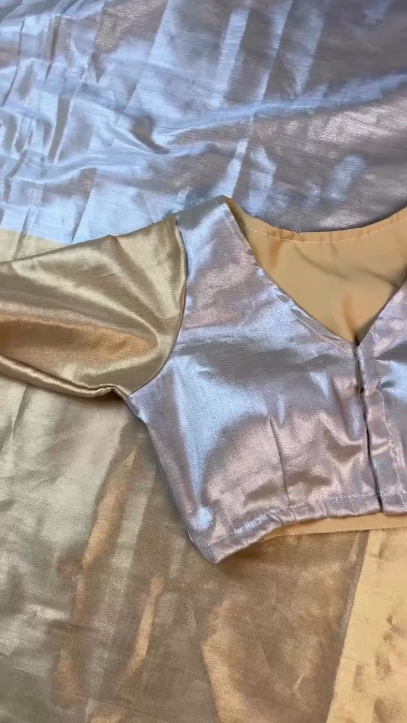 Opulent Gilded Silk & Metallic Shimmer Ethnic Ensemble – Available in Gold & Silver-Gold - Image 5