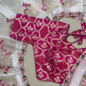 Elegant White & Fuchsia Embroidered Kurta Set – A Celebration of Grace