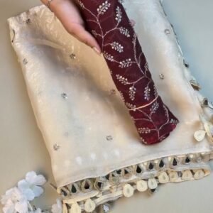 Ethereal Ivory & Regal Maroon Embellished Ethnic Ensemble – Available in Ivory & Maroon